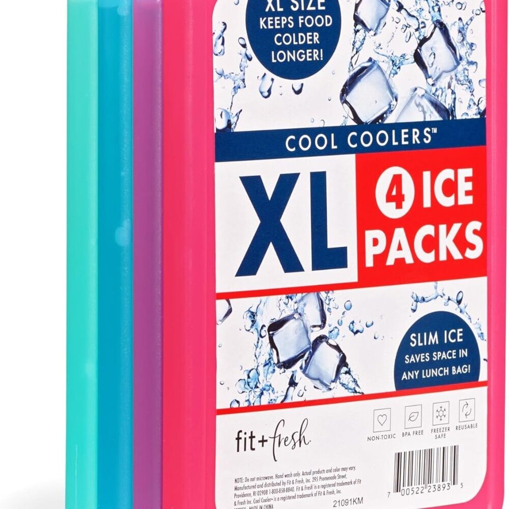 Cool Coolers by Fit + Fresh Slim Compact Reusable XL Ice Pack, Perfect for Lunch